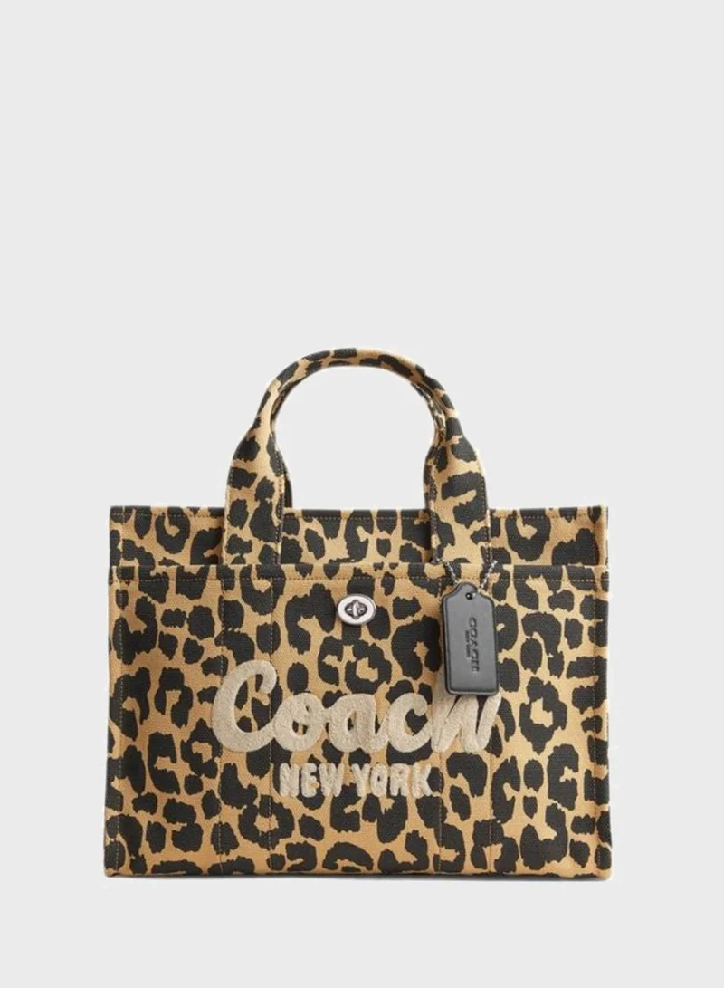 COACH Cargo Tote Bag With Leopard Print In Canvas