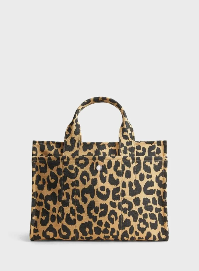 COACH Cargo Tote Bag With Leopard Print In Canvas