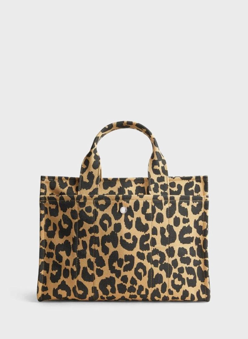 كوتش حقيبة حمل قماشية بنقشة الفهد - Image 2