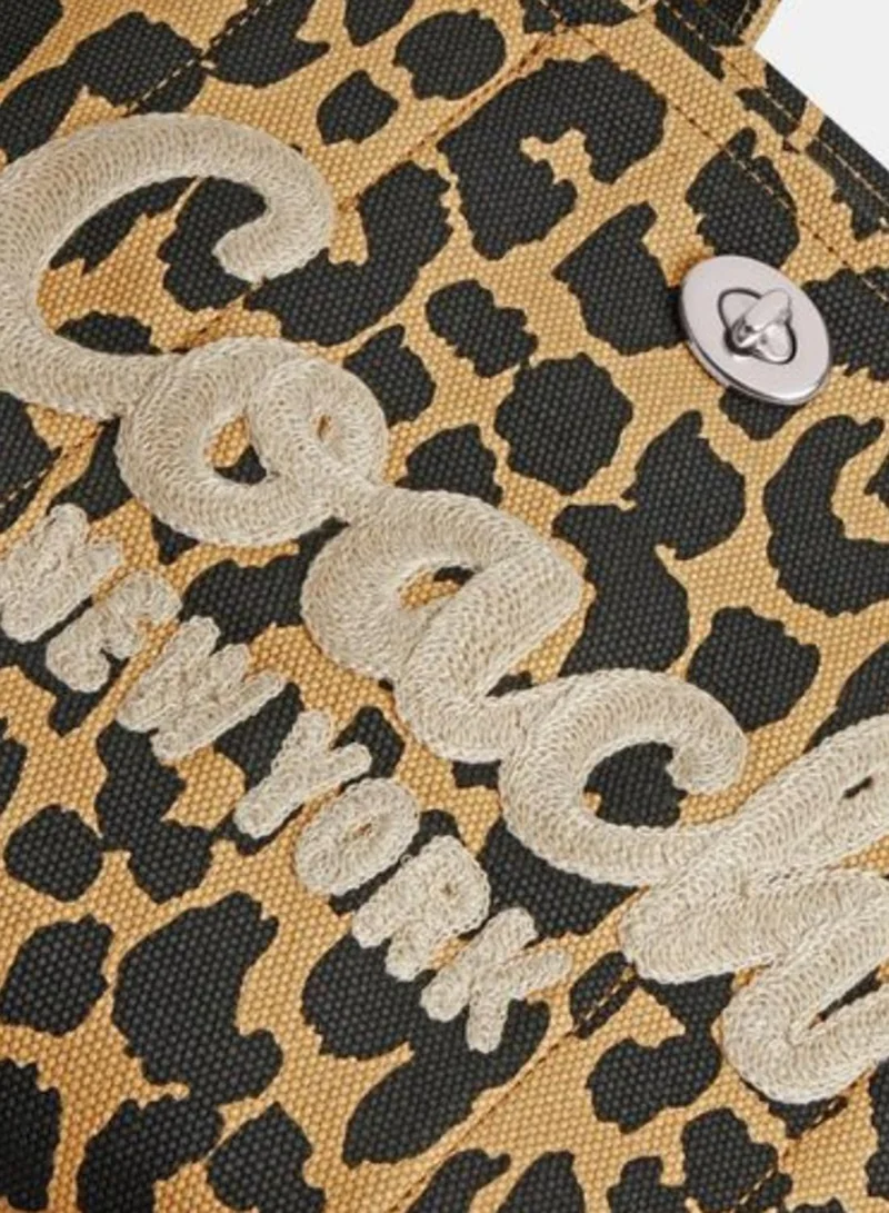 COACH Cargo Tote Bag With Leopard Print In Canvas