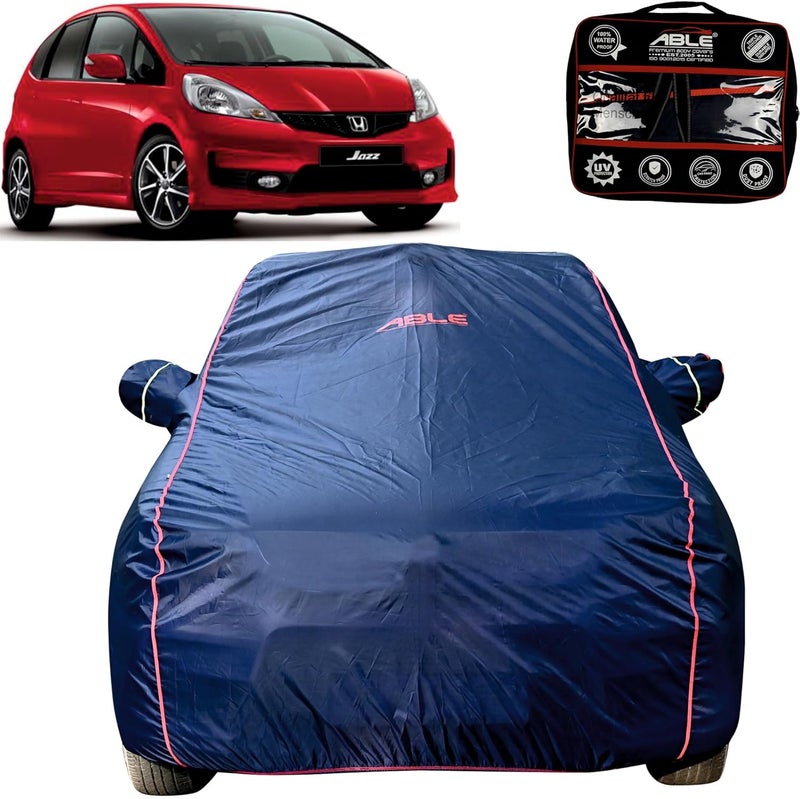 Able Parashuit Blue WR Series Car Body Cover with Mirror Pockets and Driver Door Zipper Compatible for Honda Jazz Old Type-I (Before 2015 Model) - Image 1