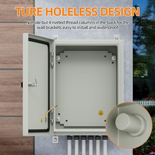 KWONONG Metal Enclosure, IP65 Waterproof Electrical Box for Indoor and Outdoor Projects, Includes Mounting Plate and Wall Bracket 450×350×200mm (18"×14"×8") - Image 4