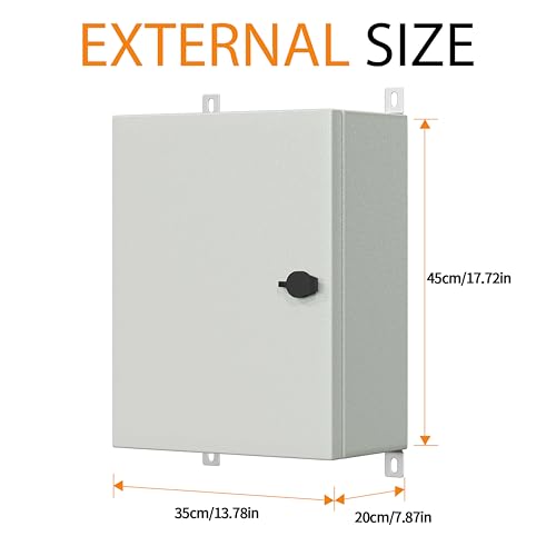 KWONONG Metal Enclosure, IP65 Waterproof Electrical Box for Indoor and Outdoor Projects, Includes Mounting Plate and Wall Bracket 450×350×200mm (18"×14"×8") - Image 5