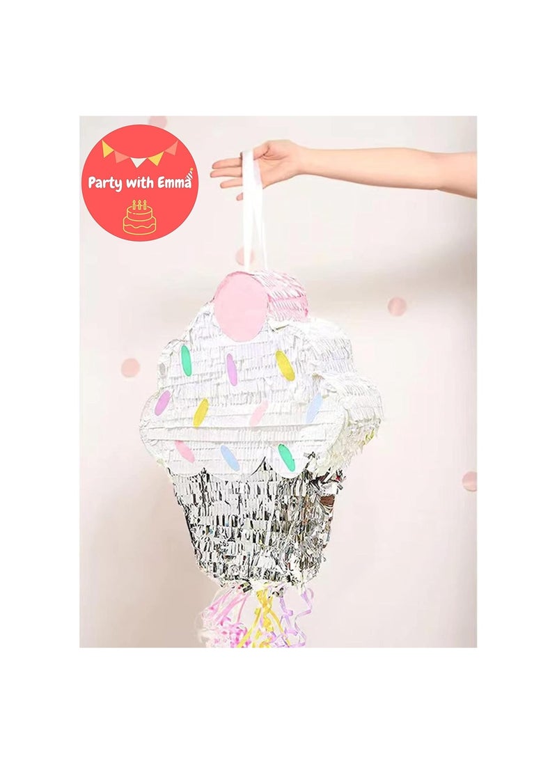 Party with Emma - ink Ice Cream Pinata for Kids Birthday Party Decoration Party Favors Birthday Party Decorations Centerpieces Anniversaries Milestones (Ice Cream) - Image 1