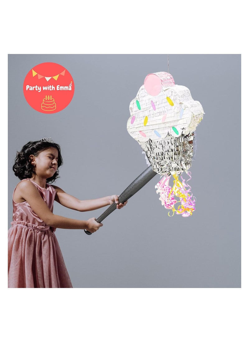 Party with Emma - ink Ice Cream Pinata for Kids Birthday Party Decoration Party Favors Birthday Party Decorations Centerpieces Anniversaries Milestones (Ice Cream) - Image 1