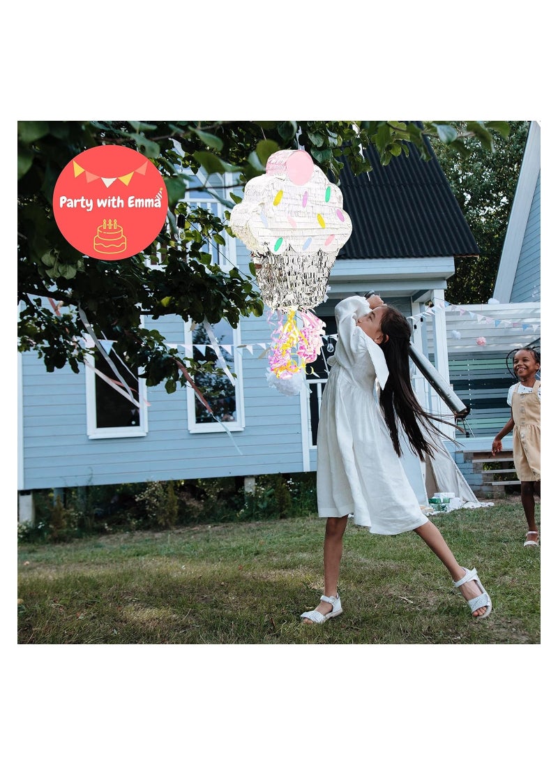 Party with Emma - ink Ice Cream Pinata for Kids Birthday Party Decoration Party Favors Birthday Party Decorations Centerpieces Anniversaries Milestones (Ice Cream) - Image 1