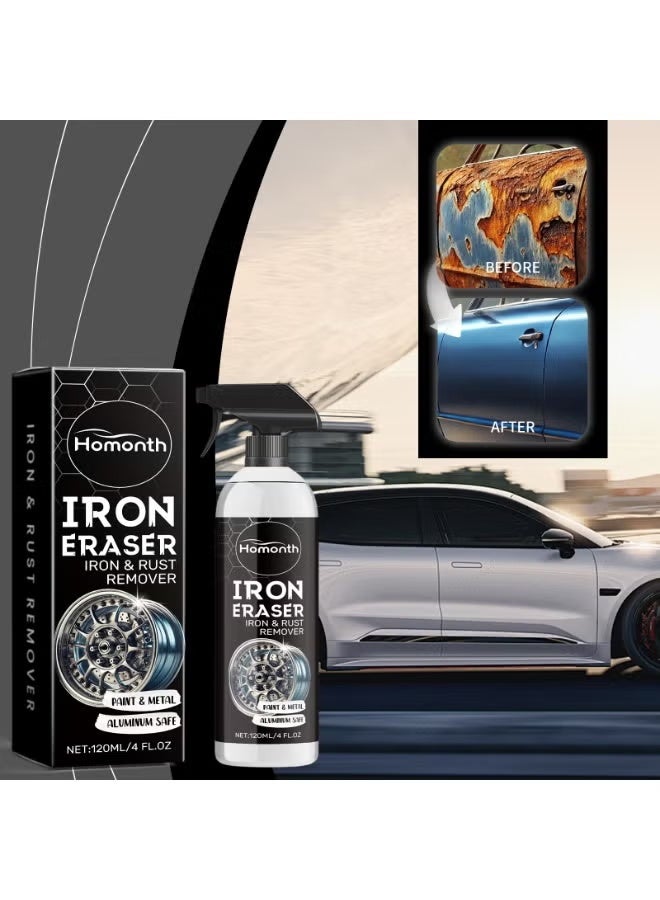 Homonth Iron Eraser Rust Remover Spray, 120ml Iron Particle & Rust Cleaner for Car Wheels, Paint & Metal, Aluminum-Safe Auto Detailing Spray - Image 2