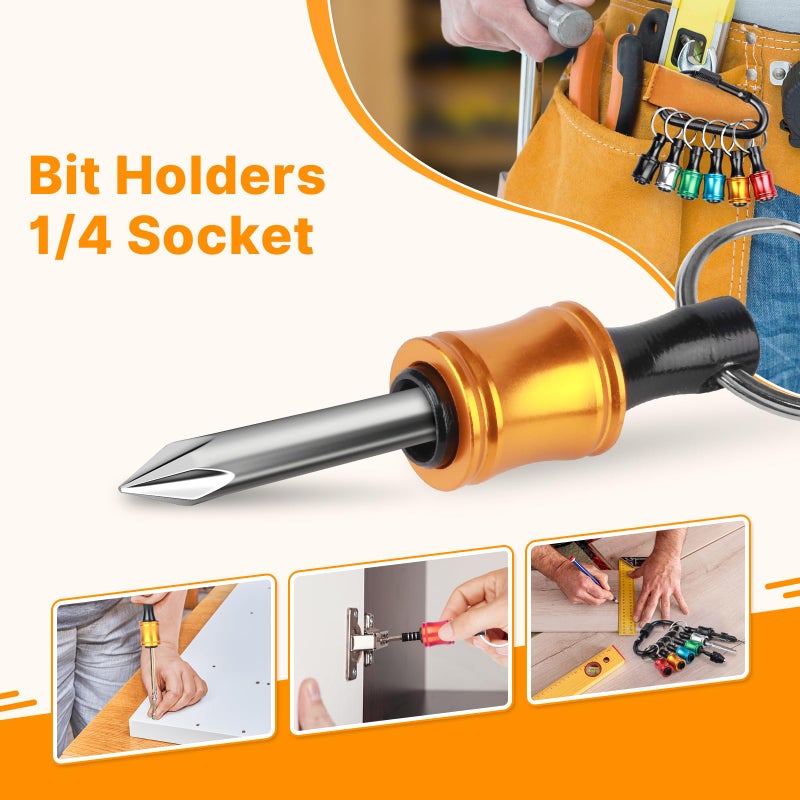 Sopclane 18PCS 1/4 Hex Shank Drill Bit Holder Keychain Extension Bar Quick Release Bit Holders for Impact Driver Drill Bit, Screwdriver Bit Holder, Tools and Gifts for Men - Image 4