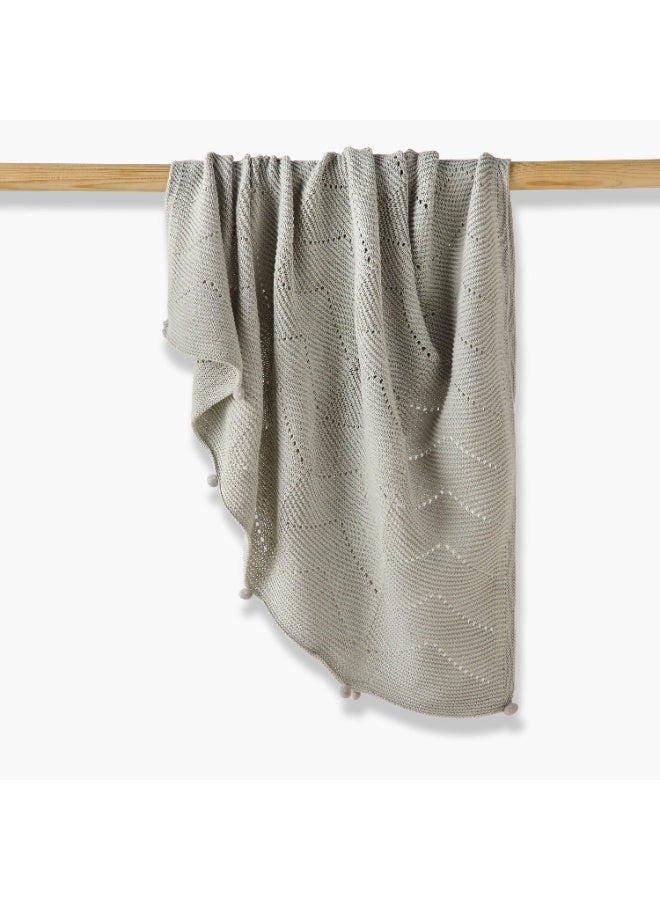 Nini Baby - Organic Cotton Knitted Baby Blanket, Bobbles, Antibacterial Finish – Oyster Grey, 0-36 Months - Image 1