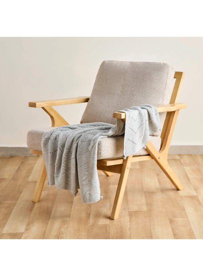 Nini Baby - Organic Cotton Knitted Baby Blanket, Bobbles, Antibacterial Finish – Oyster Grey, 0-36 Months - Image 3