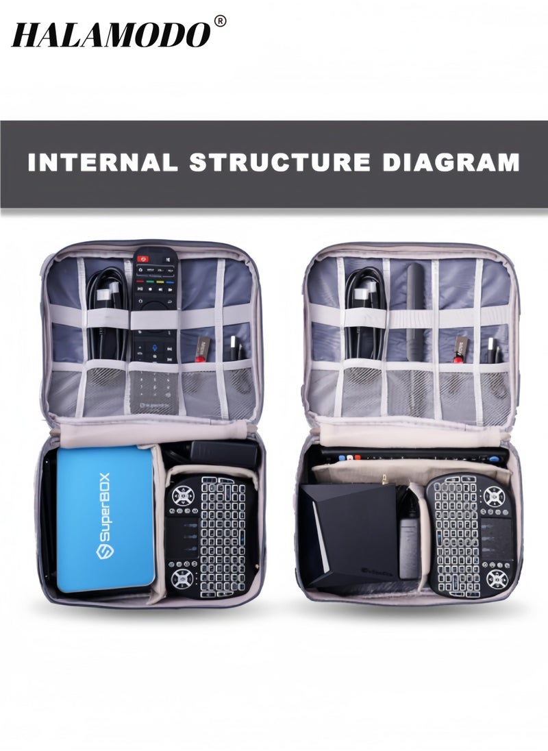 HALAMODO Travel Cable Organizer Bag, Electronic Accessories Case Portable Double Layer Cable Storage Bag for Cord,phone,Charger, Flash Drive, Phone, SD Card,Personal Items - Image 3