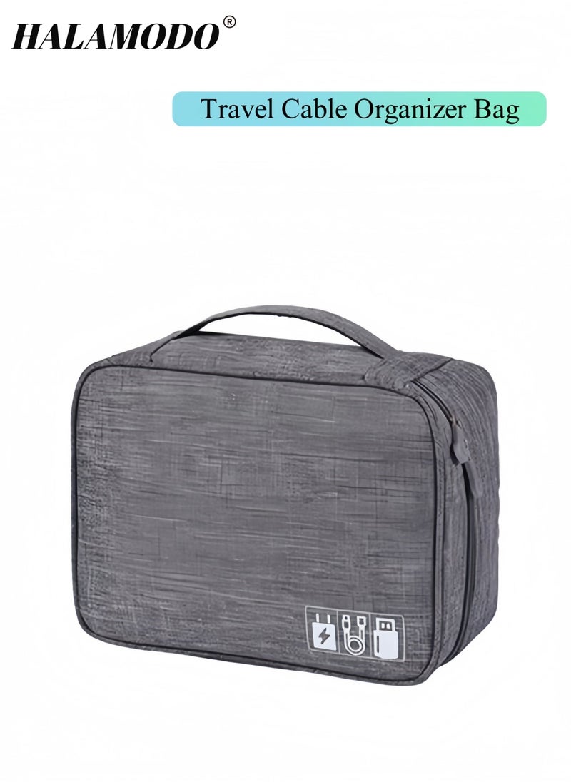 HALAMODO Travel Cable Organizer Bag, Electronic Accessories Case Portable Double Layer Cable Storage Bag for Cord,phone,Charger, Flash Drive, Phone, SD Card,Personal Items - Image 1
