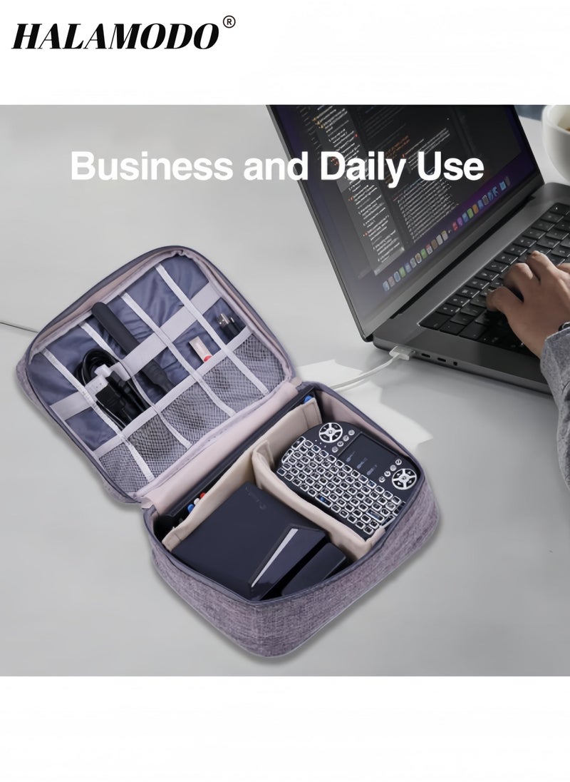 HALAMODO Travel Cable Organizer Bag, Electronic Accessories Case Portable Double Layer Cable Storage Bag for Cord,phone,Charger, Flash Drive, Phone, SD Card,Personal Items - Image 4