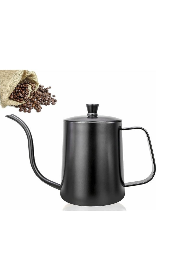 HOMESTAR Stainless Steel Hand Drip Gooseneck Tea Pot Coffee Kettle With Handle Black  - Image 2