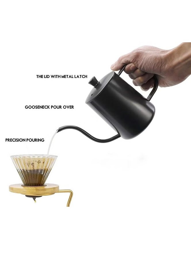HOMESTAR Stainless Steel Hand Drip Gooseneck Tea Pot Coffee Kettle With Handle Black  - Image 3