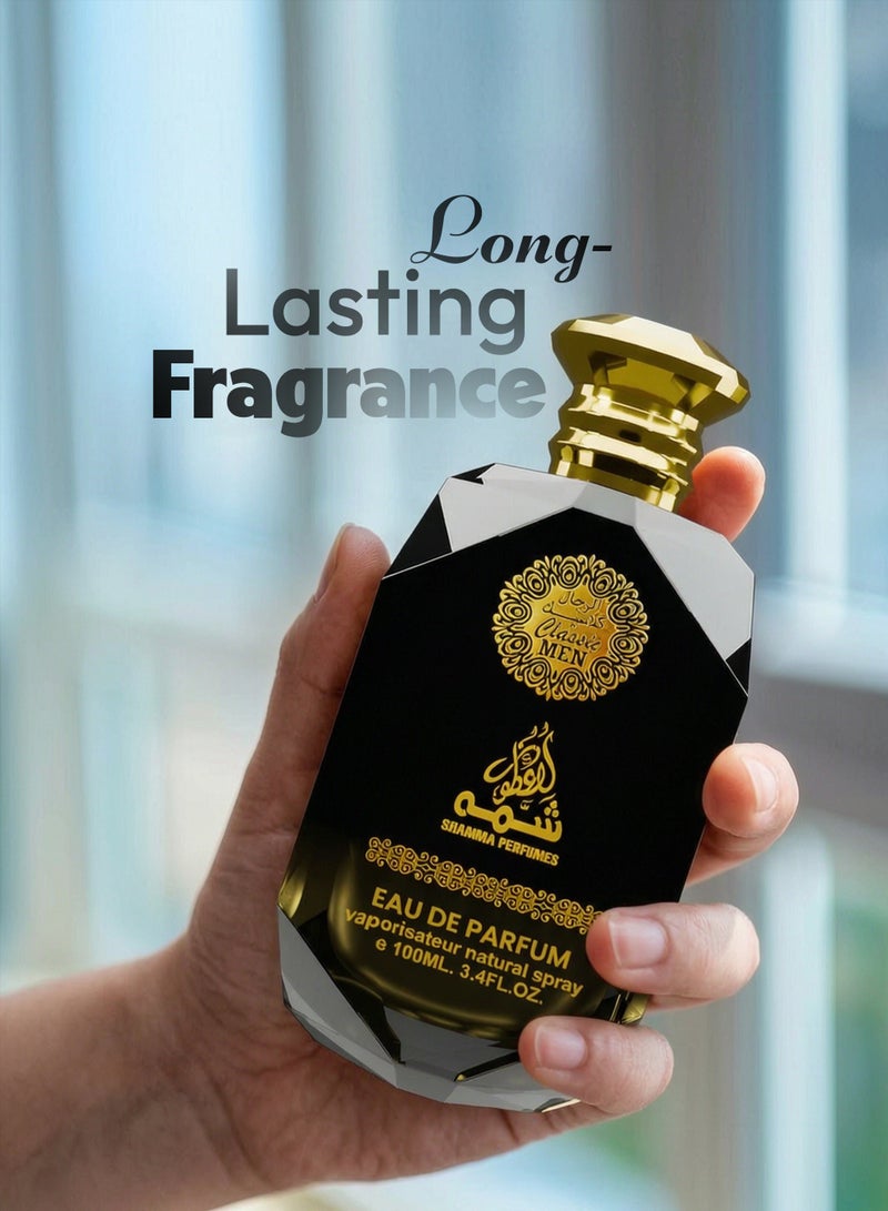 Shamma Perfumes Classic Men Eau De Parfum 100ml Oud Musk Long Lasting Fragrance Premium Gift for Him Sweet Woody Notes Perfect Perfume for Men Elegant Bottle Perfect for Night Events and Daily Wear - Image 5