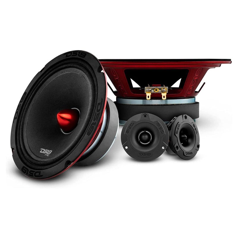 DS18 Mid and High Car Speaker Package - 2X 6.5" Midrange, 2X 1" Tweeters, Built-in Crossover - Image 2