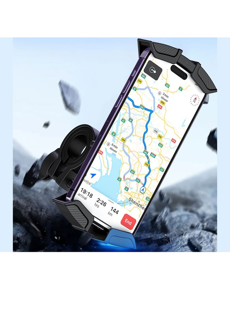 ريتشي حامل جوال للدراجات النارية RECCI RHO-C33 – تثبيت على المقود 137-189 ملم، دوران 360°، قبضة آمنة مضادة للانزلاق، مضاد للصدمات مصنوع من سيليكون + ABS + بولي كربونات مقاوم للحريق، مع منفذ شحن، متوافق مع الدراجات النارية والدراجات الهوائية والسكوترات الكهربائية – حامل جوال قوي ومتعدد الاستخدامات للقيادة الآمنة - Image 3