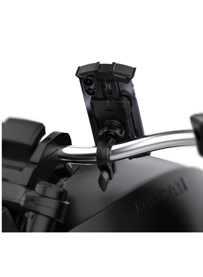 ريتشي حامل جوال للدراجات النارية RECCI RHO-C33 – تثبيت على المقود 137-189 ملم، دوران 360°، قبضة آمنة مضادة للانزلاق، مضاد للصدمات مصنوع من سيليكون + ABS + بولي كربونات مقاوم للحريق، مع منفذ شحن، متوافق مع الدراجات النارية والدراجات الهوائية والسكوترات الكهربائية – حامل جوال قوي ومتعدد الاستخدامات للقيادة الآمنة - Image 4