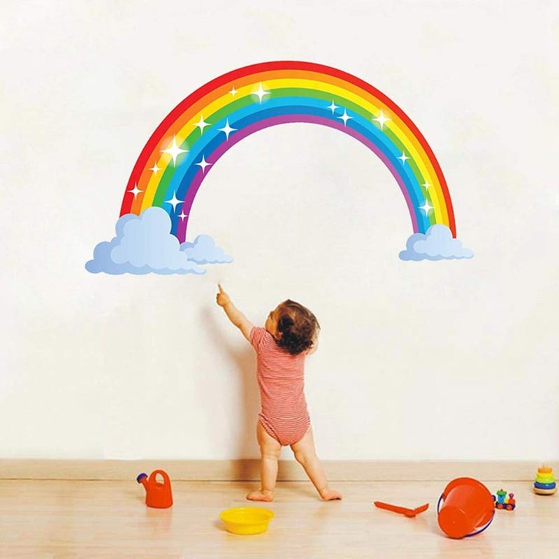 Kiddale Rainbow Wall Decals wich Clouds, Peel and Stick Removable Wall Stickers for Kids Nursery Bedroom Living Room,Wall Decor 28.7 x15.7inch - Image 3