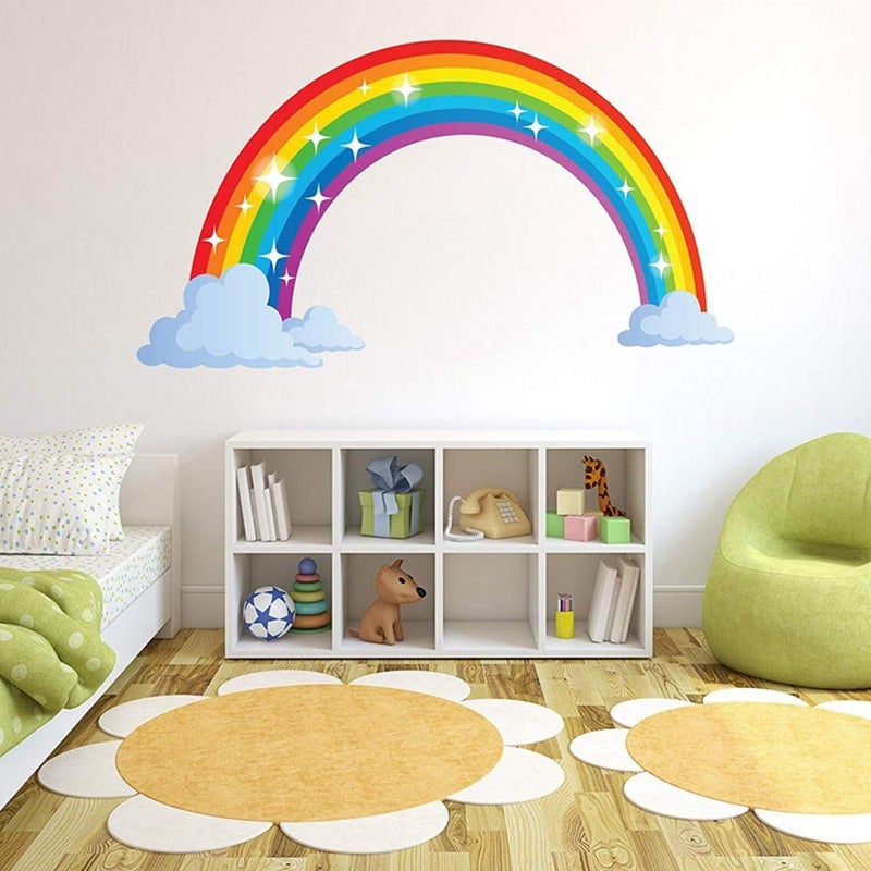 Kiddale Rainbow Wall Decals wich Clouds, Peel and Stick Removable Wall Stickers for Kids Nursery Bedroom Living Room,Wall Decor 28.7 x15.7inch - Image 4