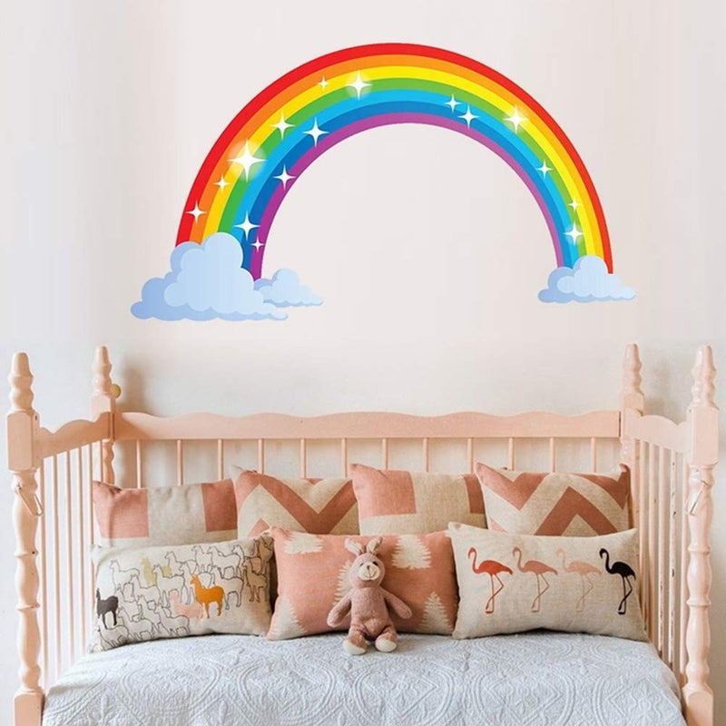 Kiddale Rainbow Wall Decals wich Clouds, Peel and Stick Removable Wall Stickers for Kids Nursery Bedroom Living Room,Wall Decor 28.7 x15.7inch - Image 5