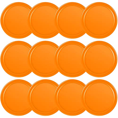 Coopay 12 Pieces Home Air Hockey Pucks 2.5 Inches Heavy Replacement Pucks for Game Tables Equipment Accessories, 12 Grams (Orange)