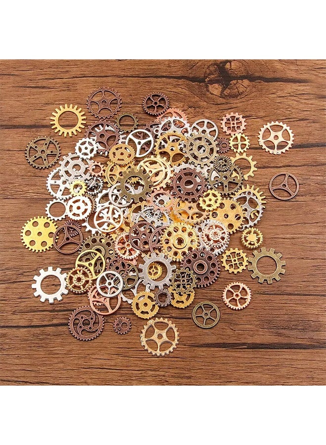 100g Steampunk Gear Cog Wheel Clock Charms Pendant Skeleton Watch Wheel Crafting Jewelry Making Accessory Handmade Brozen Silver Gold Copper - Image 1