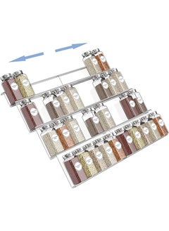 Drawer Organizer Insert For Kitchen Cabinetsexpandable Spice Jar Rack Holder Tray 4 Slanted Tiers For Garlic Salt Pepper Spice Jars Seasonings (2 Pack Clear)
