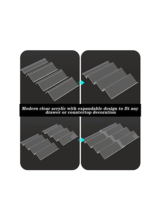 U-HOOME - Drawer Organizer Insert For Kitchen Cabinetsexpandable Spice Jar Rack Holder Tray 4 Slanted Tiers For Garlic Salt Pepper Spice Jars Seasonings (2 Pack Clear) - Image 1