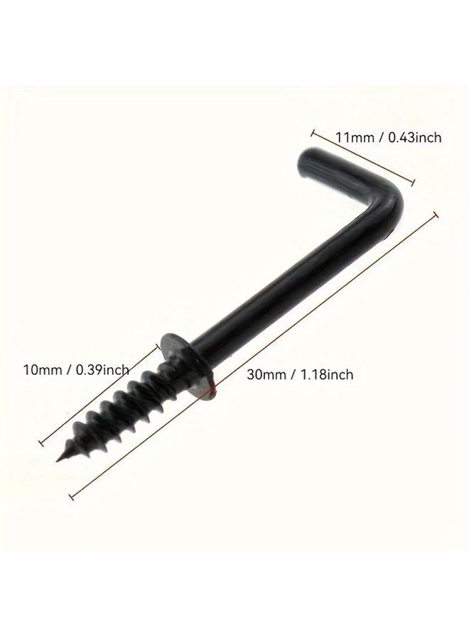 30pcs Black L Shaped Ceiling Hooks Right Angle Hangers For Pictures Curtains Clothes - Image 4
