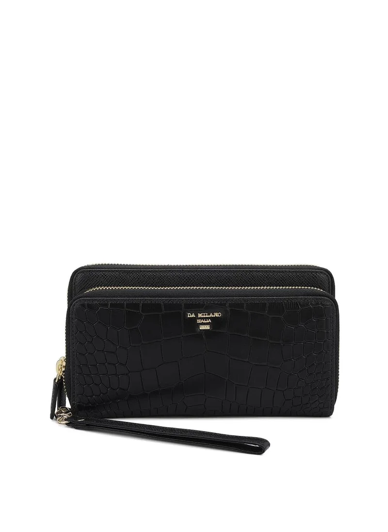 Da Milano Genuine Leather Black Ladies Wallet