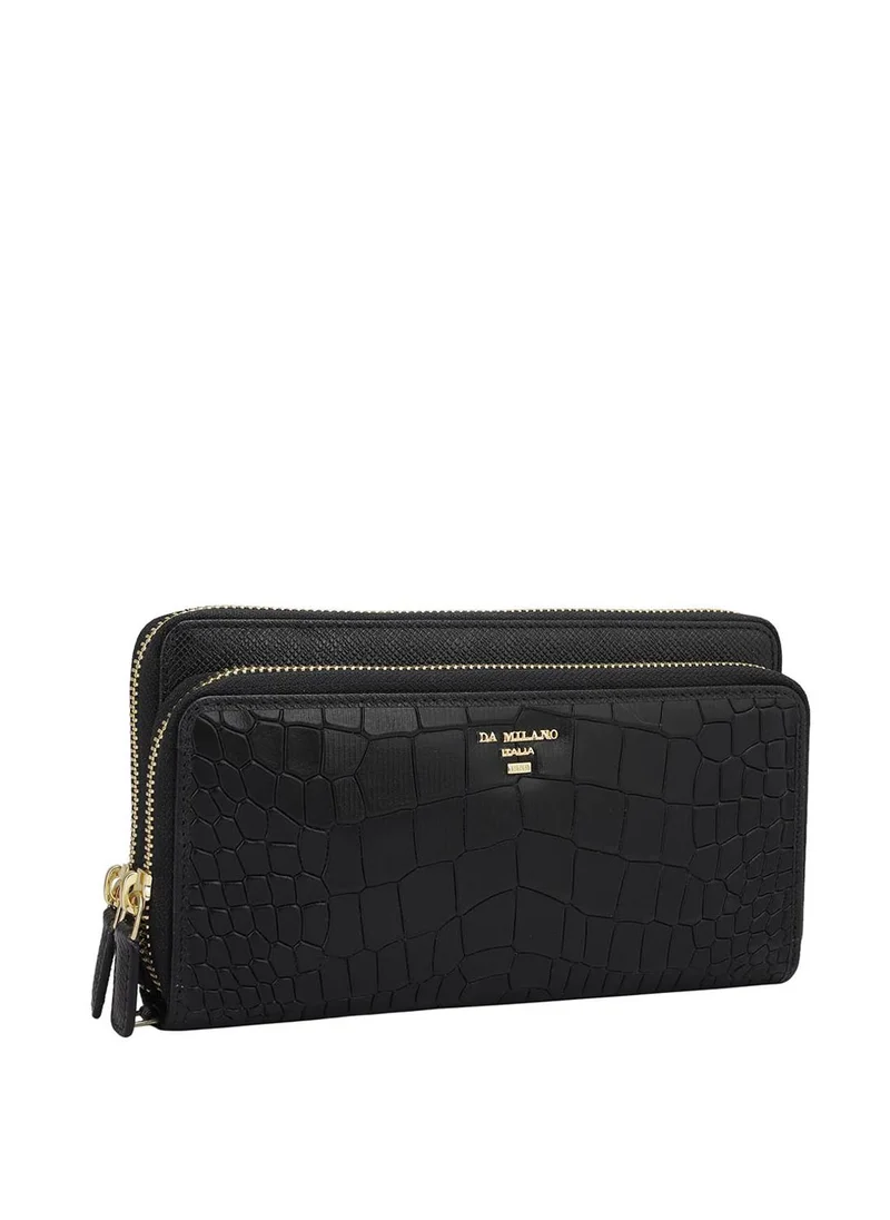 Da Milano Da Milano Genuine Leather Black Ladies Wallet