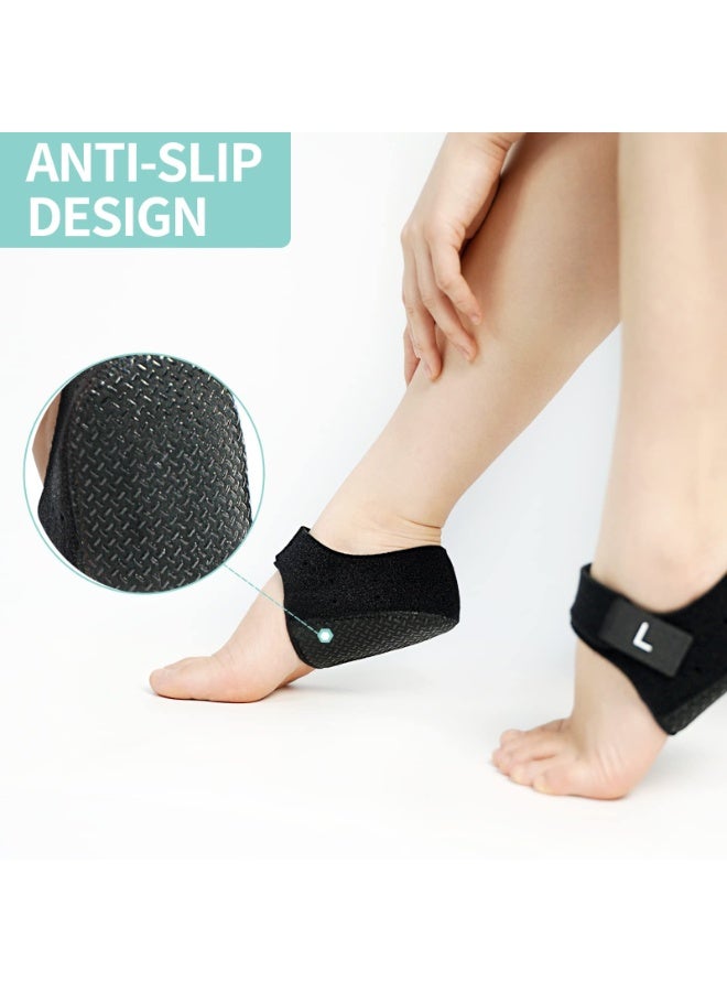 Adjustable Heel Protectors, Breathable Elastic Heel Cushion Heel Pads with Velcro Strap for Men Women Plantar Fasciitis Achilles Tendinitis - Image 4