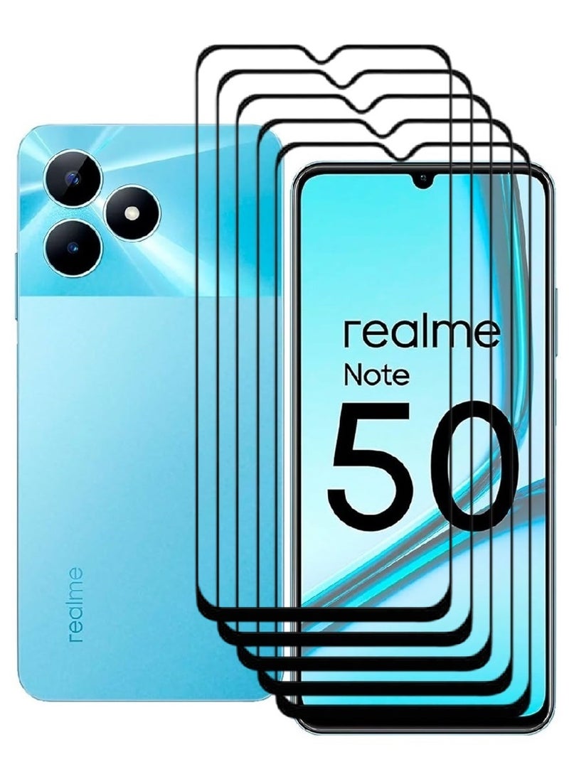 AINA 5 Pieces Tempered Glass Screen Protector 5D Designed For Realme Note 50 Full Glue Edge to Edge Full Screen Coverage And Bubble Free - Image 1
