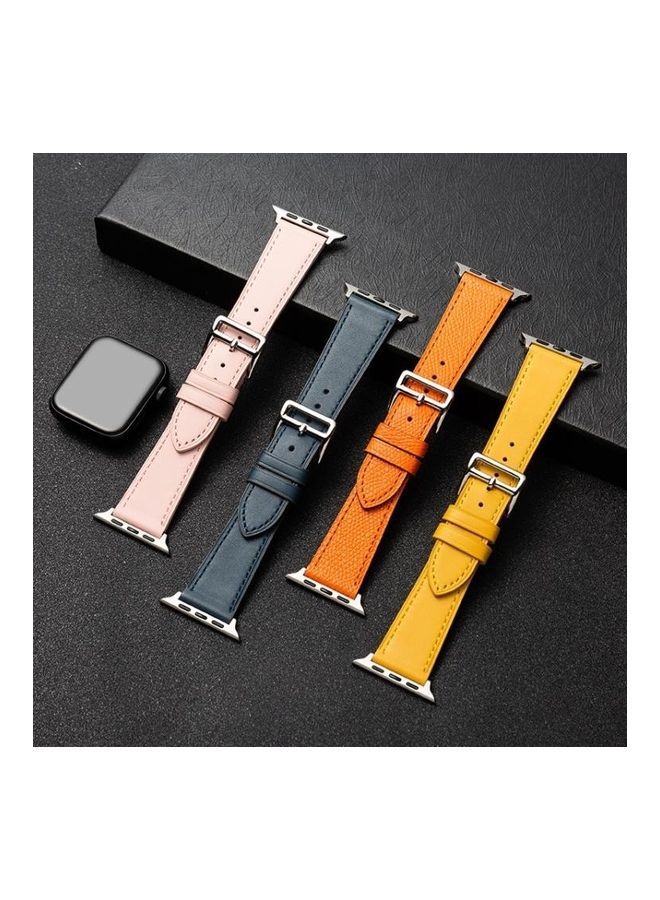 NIBEMINENT Business Cowhide Leather Strap Watchband For Apple Watch Series 7/6/5/4/3/2/1/SE 45/44/42mm Red/Brown - Image 3