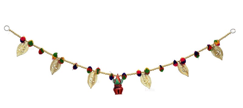 Evisha Simple Elegant Designer Kalash with Ganesh Leaves Door Hanging Toran Bandhanwar for Diwali Decoration Home Decor 3 Ft - Image 2