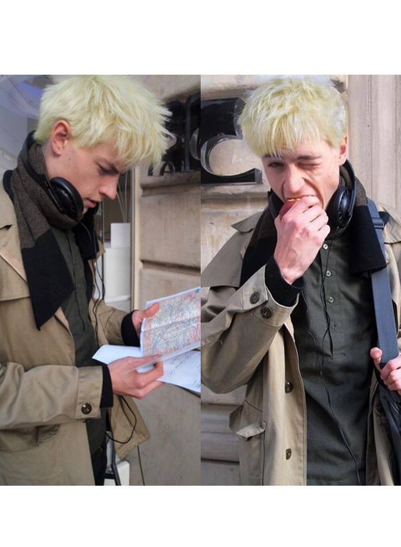 KASTWAVE Mens Wig Short Hair Wigs for Men 70s 80s Short Wigs for Men Synthetic Hair Wig for Cosplay Halloween Daily Use(White Blonde) - Image 2