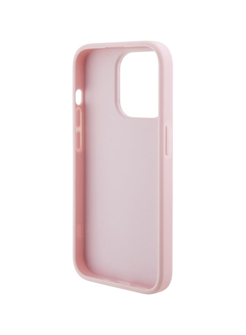 GUESS iPhone 15 Pro Case Grip stand Saffiano with 4G Strass Metal Logo / Damage and Scratch Protection - Pink - Image 5