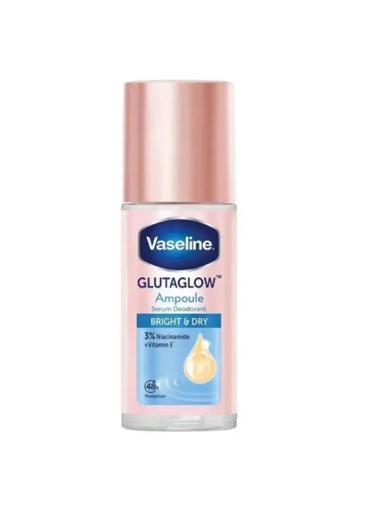 Vaseline Gluta Glow Bright & Dry Deodorant 45ml – Underarm Brightening & Long-Lasting Dry Protection