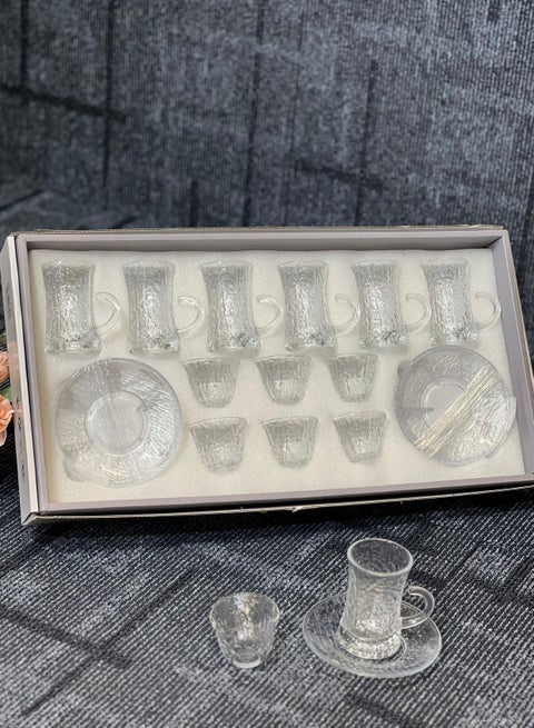 A set of Tea Cups and Coffee Cups with Saucers, 18 pieces