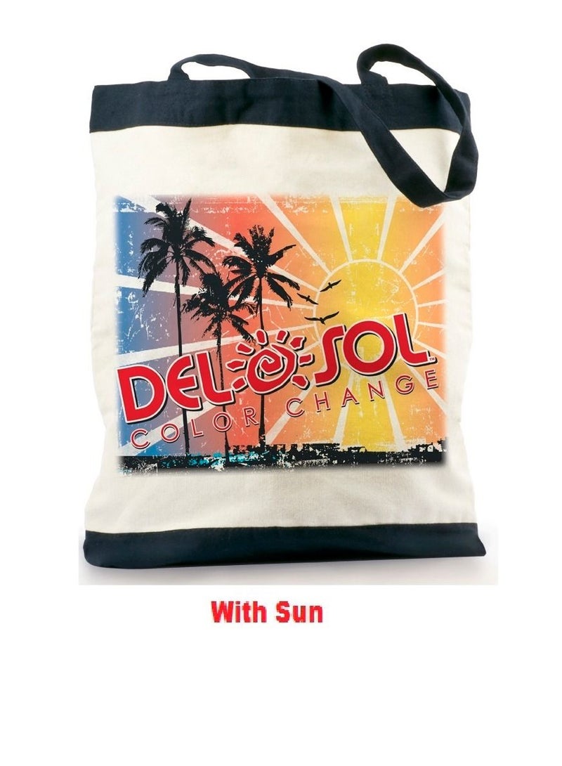 Del Sol Color Change Beach Bag Canvas Color Changing under the sun by Del Sol Hibiscus design  - Image 5
