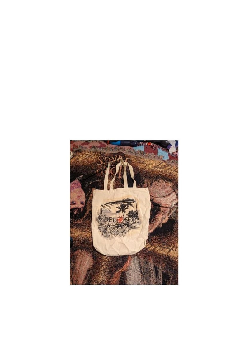 Del Sol Color Change Beach Bag Canvas Color Changing under the sun by Del Sol Hibiscus design  - Image 2