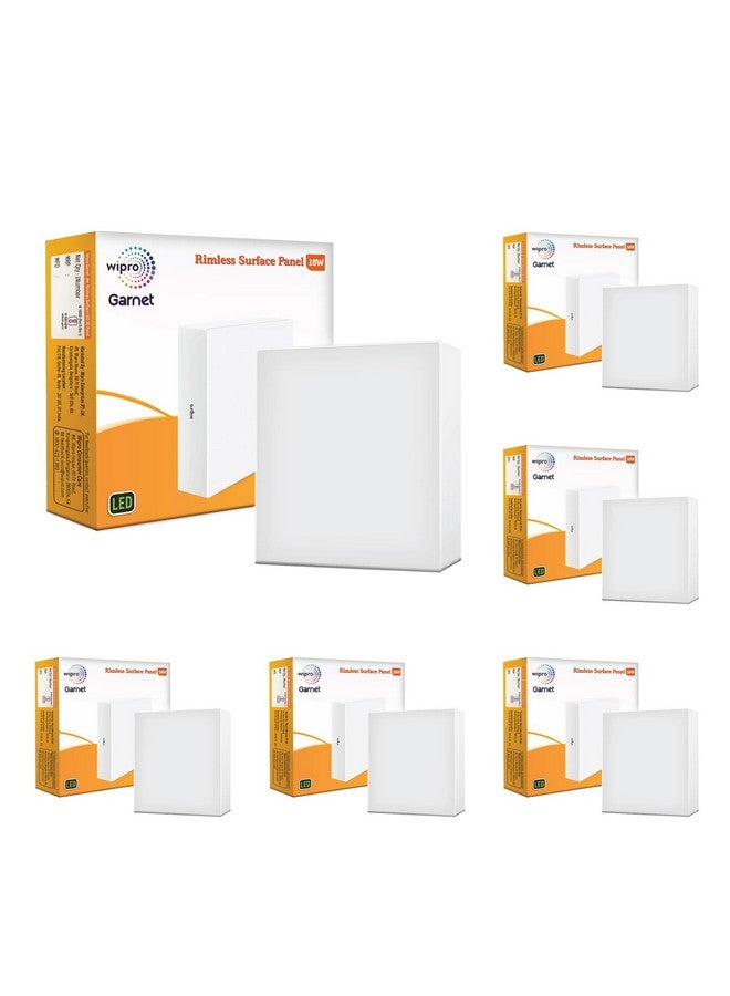 Wipro Garnet 18W Rimless Square Led Surface Panel|Warm White Light (2700K)|Elegant Rimless Design for Wider Spread of Light|Surface Mounted Led Down Light for Ceiling|Pack of 6 - Image 1