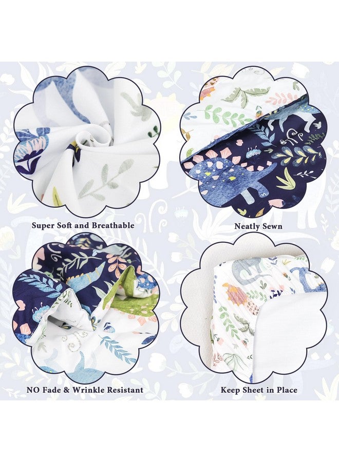 Pea Pod 4 Piece Dinosaur Toddler Bedding Set for Boys, Premium Blue Toddler Comforter Set Crib Sheets Set Includes Flat Top Sheet, Fitted Sheet, Comforter, Envelope Pillowcase,Ultra Soft - Image 3