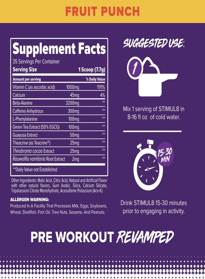 FINAFLEX STIMUL8 Original Pre-Workout, Fruit Punch - Energy, Strength & Endurance for Men & Women - With Caffeine, Beta-Alanine & Vitamin C - 35 Servings - Image 2