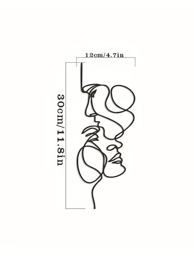Zeemey 1pc Metal Wall Art Minimalist, Facial Line Wall Decor, Abstract Iron Wall Sculpture Modern Black Home Hanging Wall Art Decor For Living Room Bedroom Bathroom Office(30*10cm) - Image 5