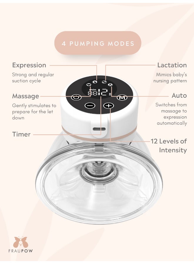 Fraupow Double Wearable Breast Pump Hands-Free | Award Winning Portable Electric Breast Pump | 4 Modes & 12 Levels | Auto Shut-Off for Busy Moms | Includes Midwife Consultation & Breastfeeding Course - Image 5