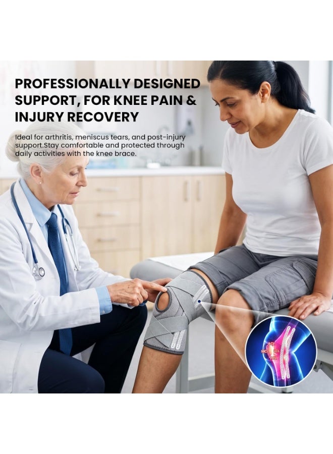 PYC Knee Brace for Men & Women - ACL, MCL, Meniscus Tear Support & Arthritis Pain Relief - Stabilizing Knee Braces Support with Side Stabilizers & Patella Gel Pad - Image 4