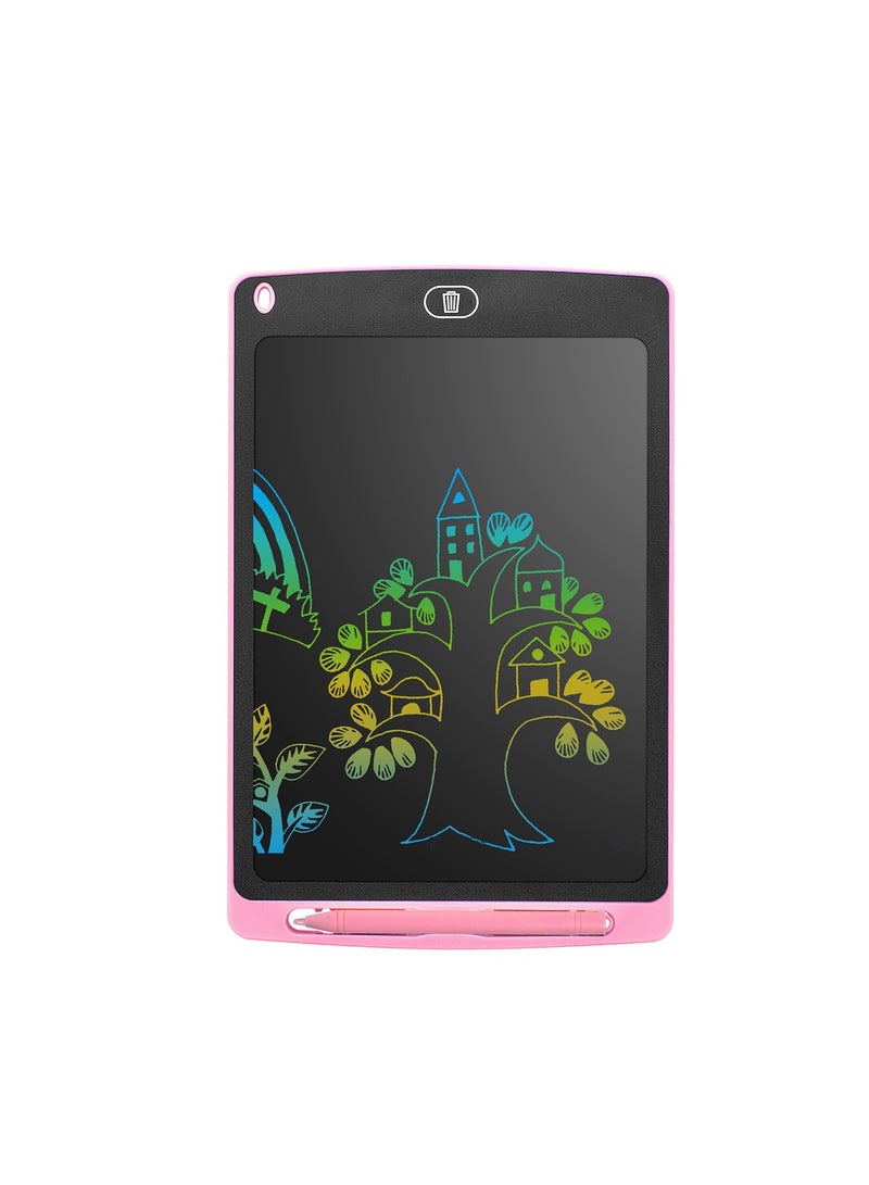 LCD Writing Tablet 8 Inch Colorful Screen Doodle Board Toddler Educational Toys for 3 4 5 6 Years Old Boys Girls Reusable Portable Drawing Tablet Toys Gifts for Kids (Pink) - Image 1